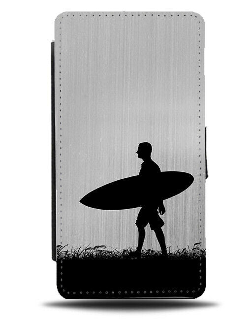 Surfboard Flip Cover Wallet Phone Case Surf Board Surfing Silver Grey i707