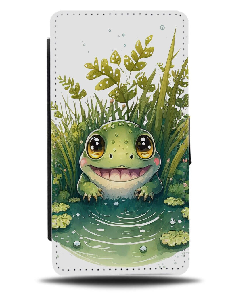 Frog With Large Eyes Flip Wallet Case Eye Frogs Face Grin Smiley Funny AG82