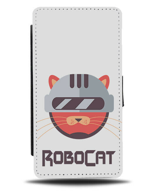 Robocat Flip Wallet Phone Case Funny Robot Cat Robotic Kitten Face Helmet E285
