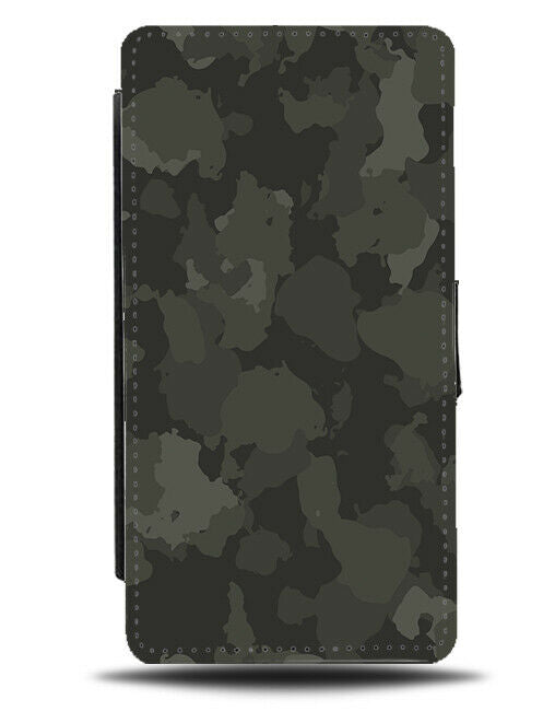Dark Gothic Camo Print Flip Wallet Case Grey Black Green Colours H565
