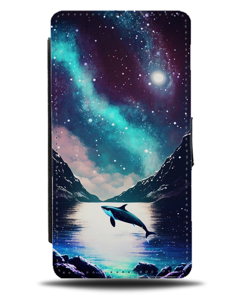 Jumping Orca Flip Wallet Case Orcas Killer Whales Jump Leap Leaping Space AN06