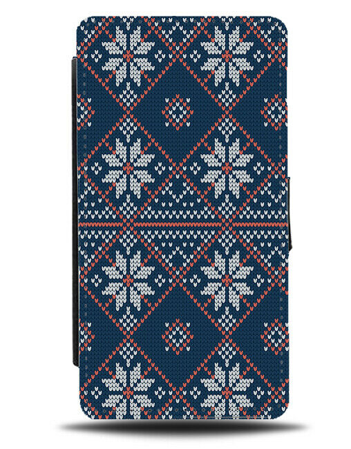 Snowflake Christmas Jumper Pattern Flip Wallet Case Xmas Floral Snow Flakes H833