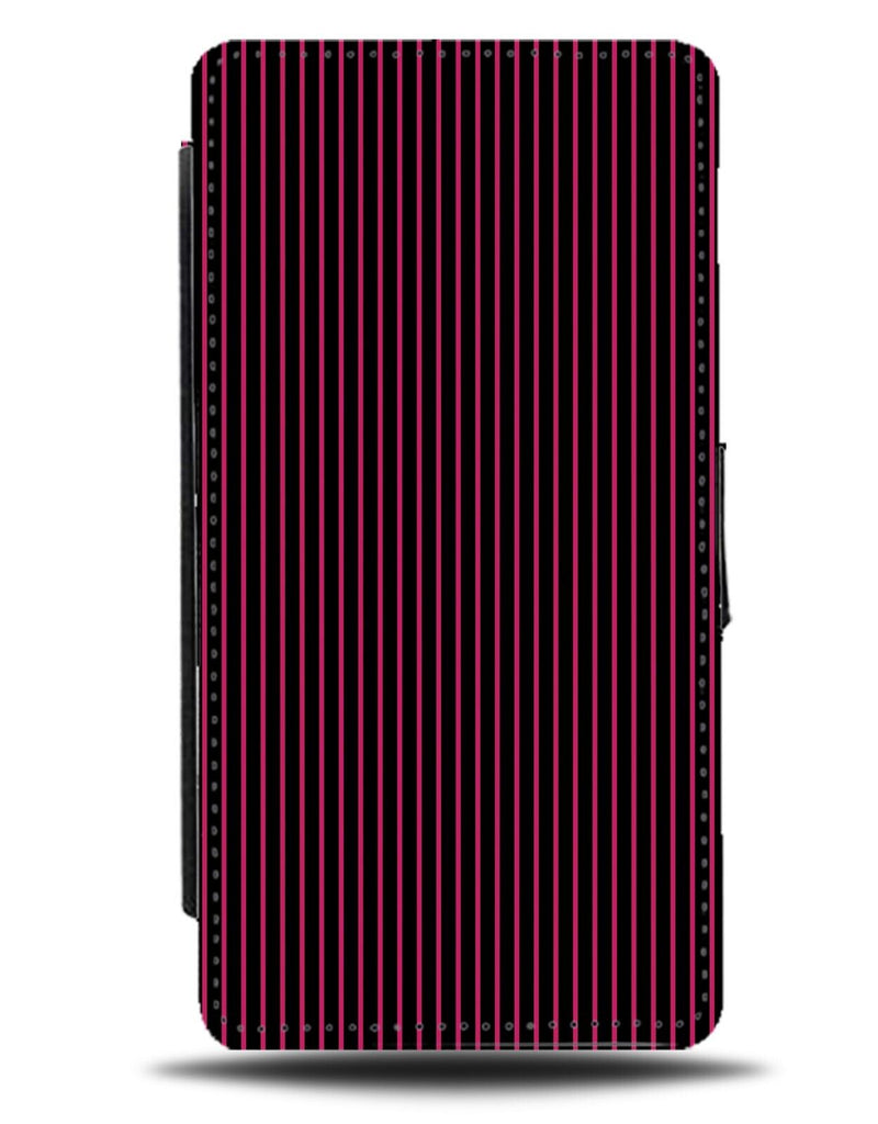 Hot Pink and Black Striped Flip Wallet Case Stripes Stripe Lines Line Punk CJ60