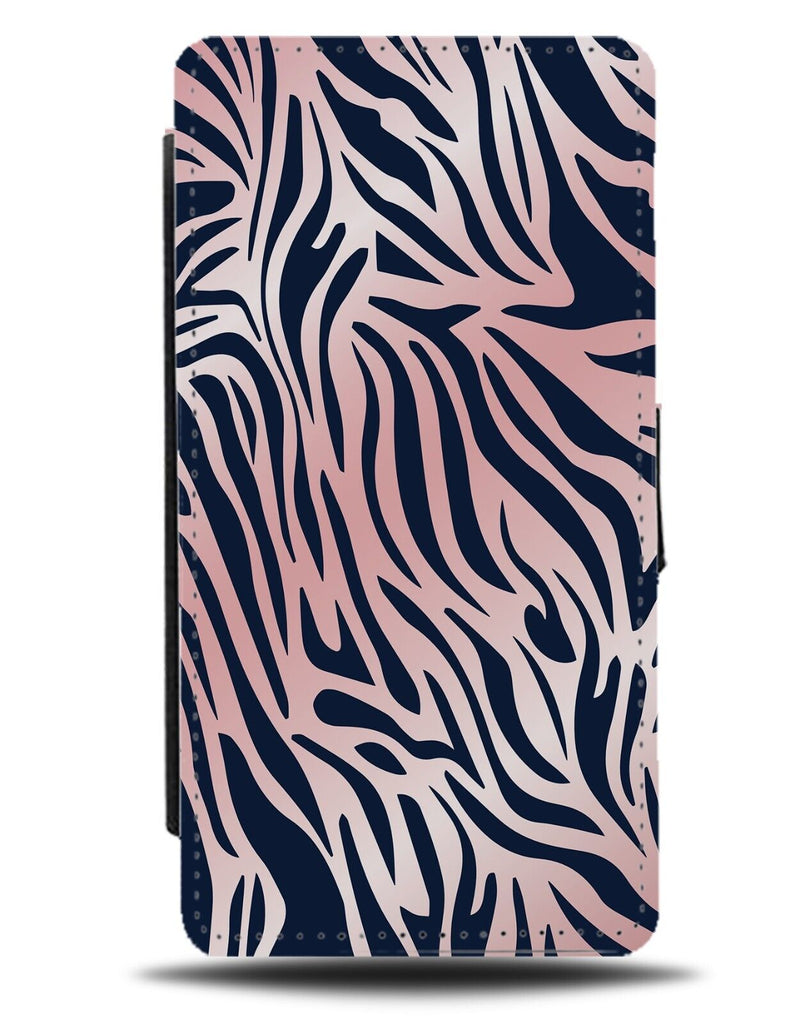 Navy Blue and Rose Gold Zebra Stripes Flip Wallet Case Zebras Tiger Skin CH99