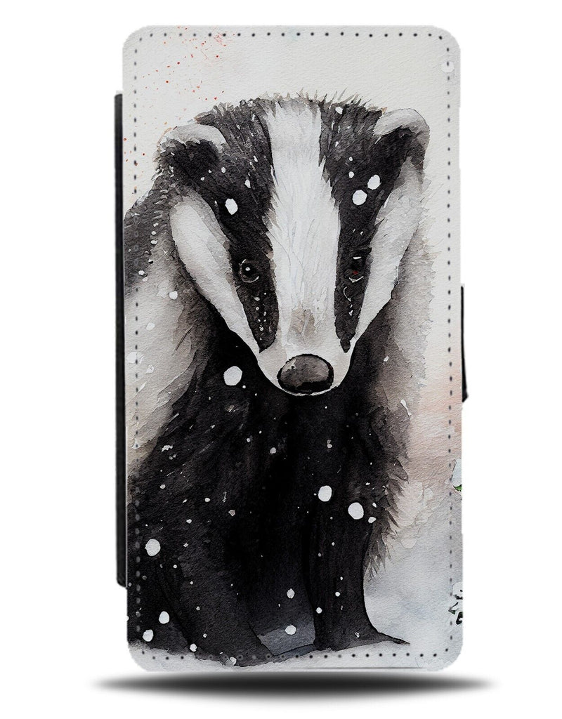 Christmas Badger Face Flip Wallet Case Head Gift Present Badgers Lover Wild DC60