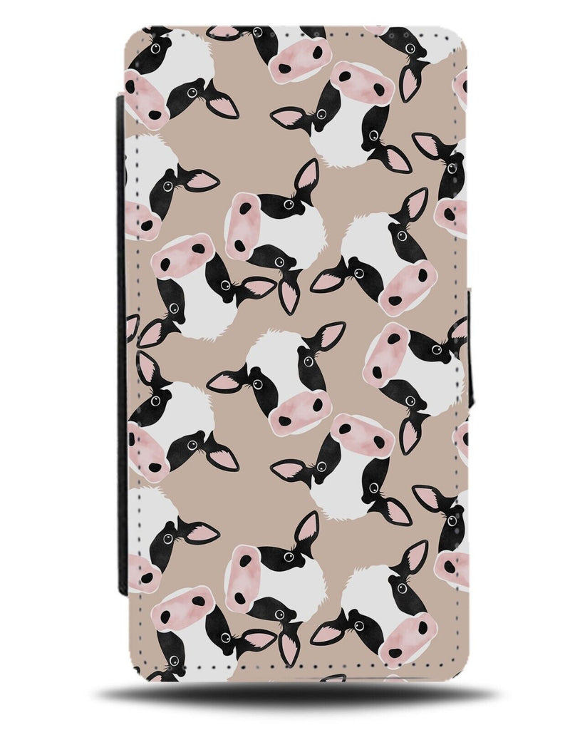 Cows Head Flip Wallet Case Cow Farm Animals Animal Heads Pattern Dairy Moo BG07