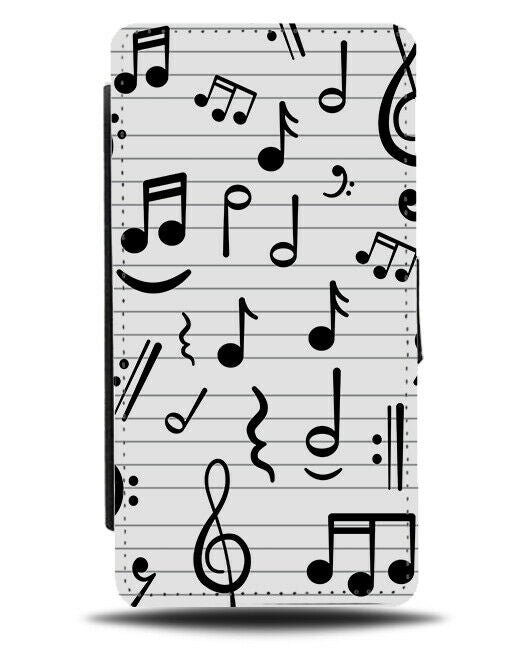 Musical Score Writing Flip Wallet Case Scores Symbols Script Music Notes L022