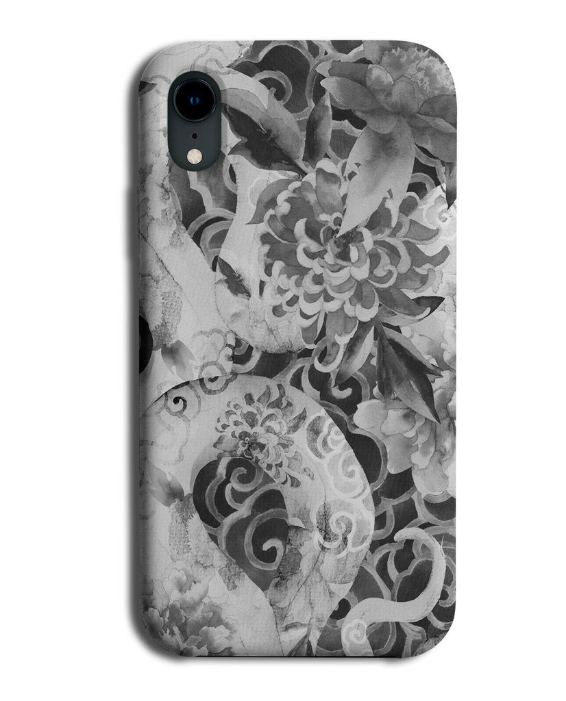 Black and White Snake Design Phone Case Cover Floral Vintage Shapes Print G166