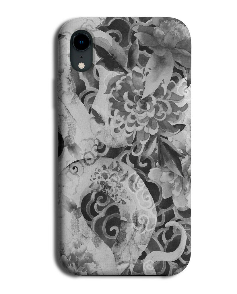 Black and White Snake Design Phone Case Cover Floral Vintage Shapes Print G166