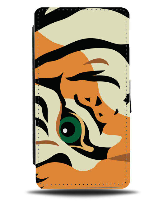 Cartoon Tigers Eye Flip Wallet Case Tiger Animal Safari Design Close Up K325
