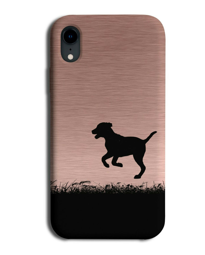 Dog Silhouette Phone Case Cover Dogs Puppy Rose Gold Coloured i113