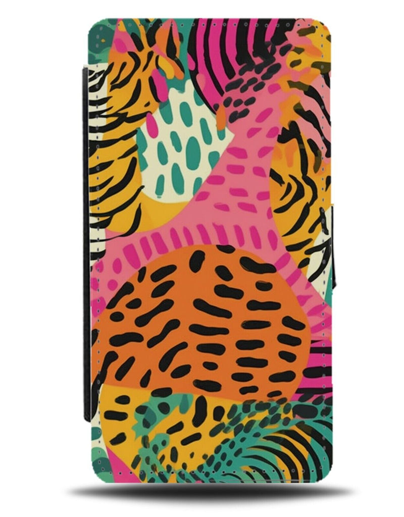 Cartoon Colourful Leopard Print Flip Wallet Case Mixed Animal Skin Wild Zoo DC58