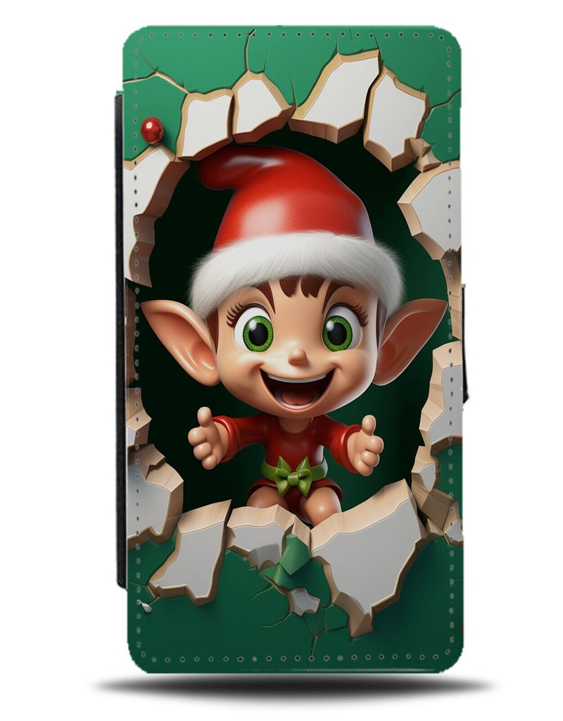 Funny Naughty Elf Flip Wallet Case Cheeky Kids Elves Elfs Photo Childrens DE25