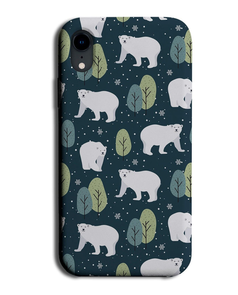 Cartoon Polar Bears Phone Case Cover Bear Christmas Dark Green Style Leaves CA77
