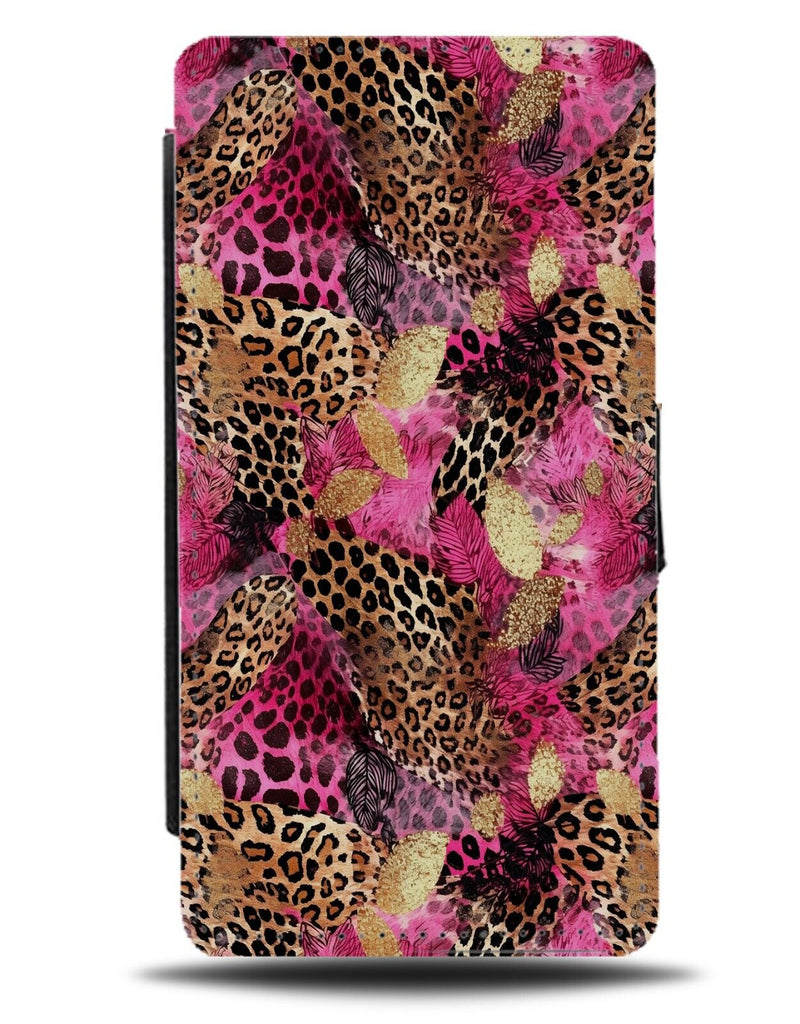 Pink and Gold Mixed Leopard Print Flip Wallet Case Animal Mixing Skins Zoo CJ54