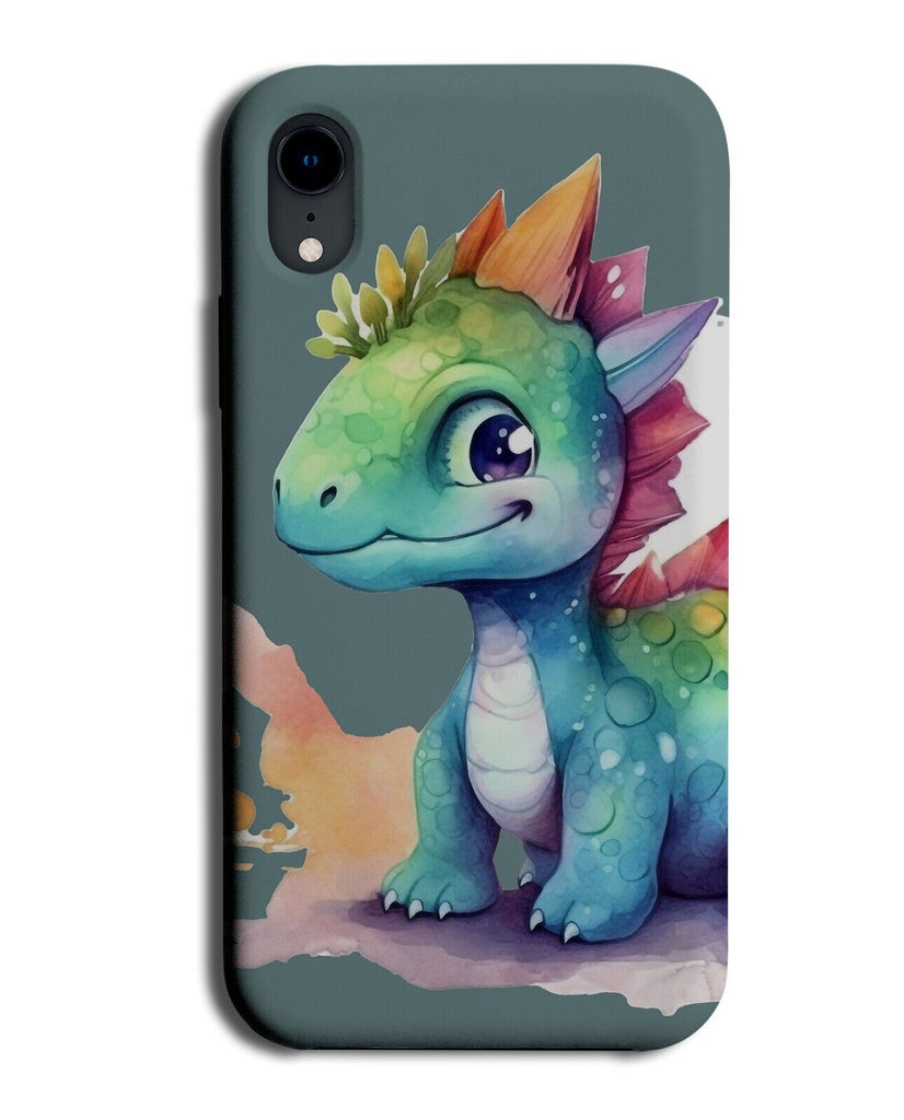 Cute Baby Dinosaur Simplistic Drawing Phone Case Cover Dragon Dragons Green AH23