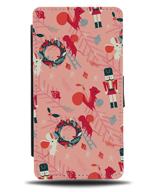 Squirrel and Nutcracker Christmas Pattern Flip Wallet Case Nutcrackers N937