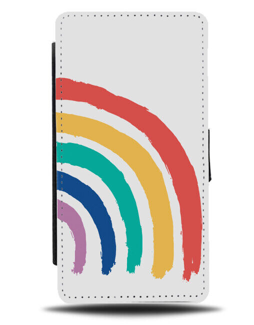 Rainbow Oil Painting Picture Flip Wallet Case Paint Strokes Art Artwork K209