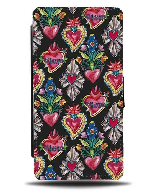 Dark Coloured Flip Wallet Case Russia Pattern Print Russian Tattoo Shapes F771