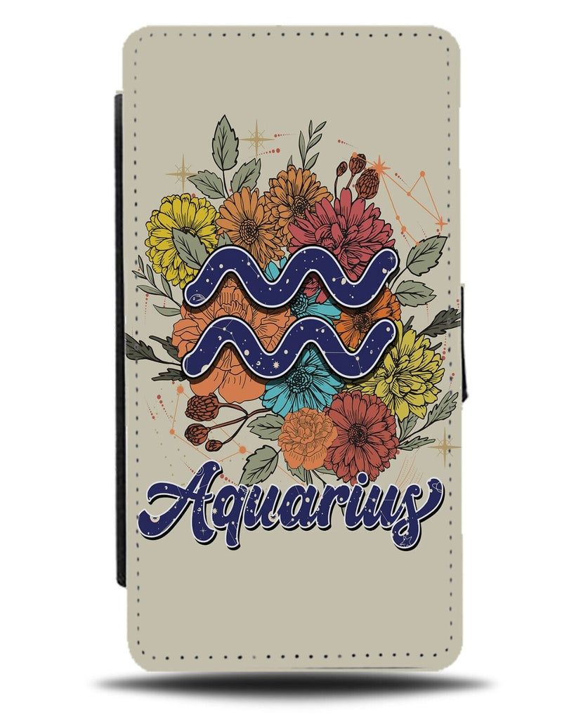 Aquarius Star Sign Flip Wallet Case Signs Zodiac Symbol Logo Aquaries Gift AB25