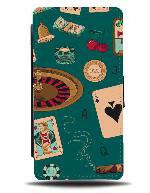 Gambling Casino Flip Wallet Case Roulette Wheel Chip Poker Chips Cards F716