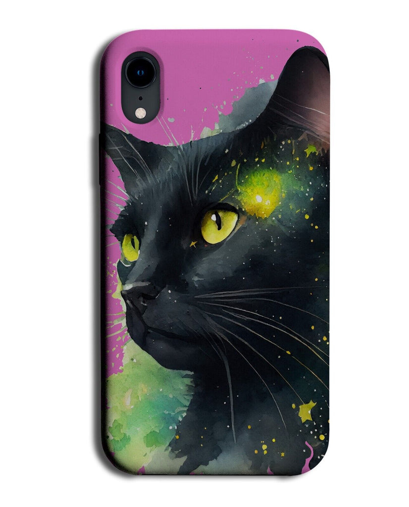 Pink Black Cat Phone Case Cover Witches Halloween Cats Face Yellow Eyes AF83