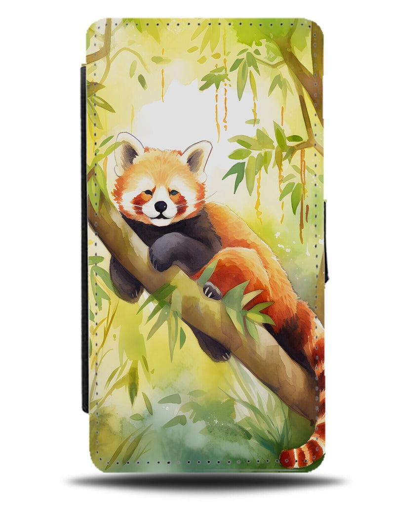 Watercolour Red Panda In The Tree Flip Wallet Case Branch Pandas Hanging CL34