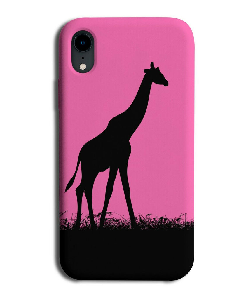 Giraffe Silhouette Phone Case Cover Giraffes Hot Pink Black Coloured I024