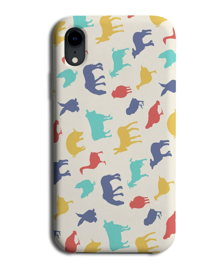 Childrens Colourful Farm Animal Shapes Phone Case Cover Silhouettes Animals E567