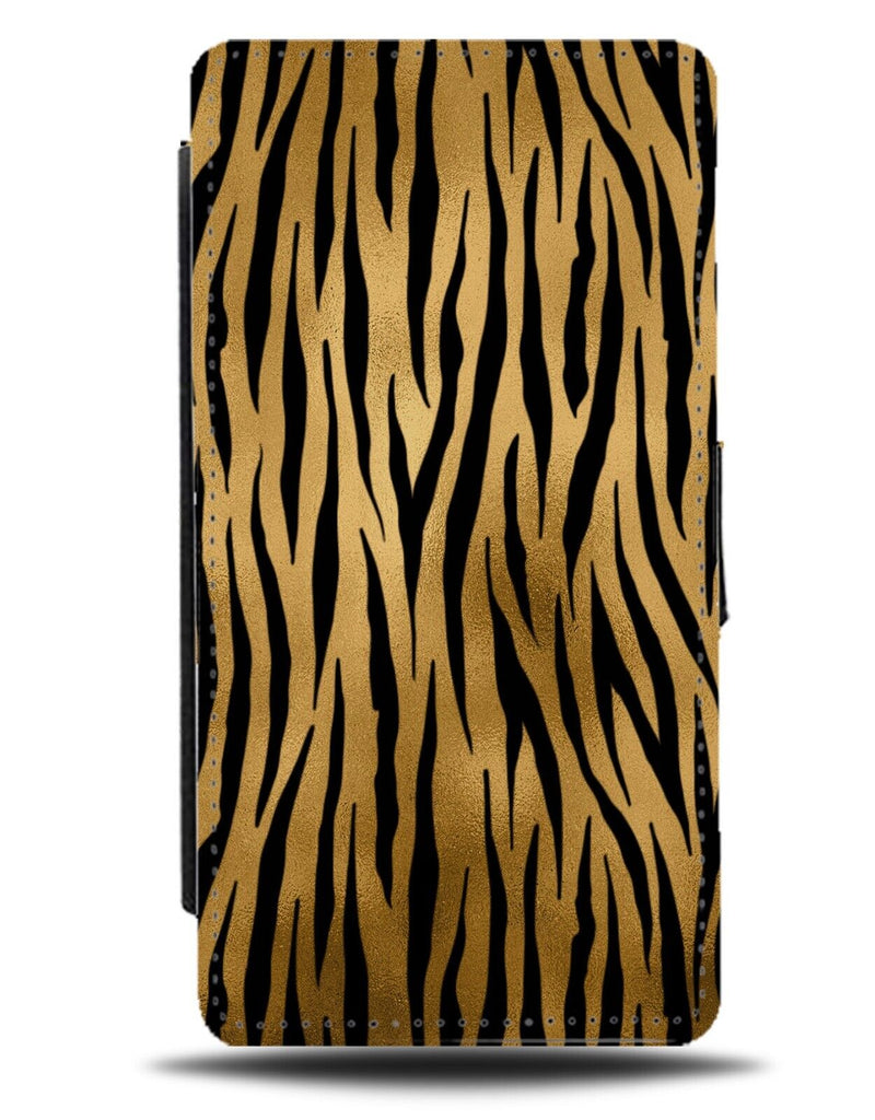 Golden Zebra Stripes Flip Wallet Case Zebras Print Gold Tiger Tigers Animal AC26