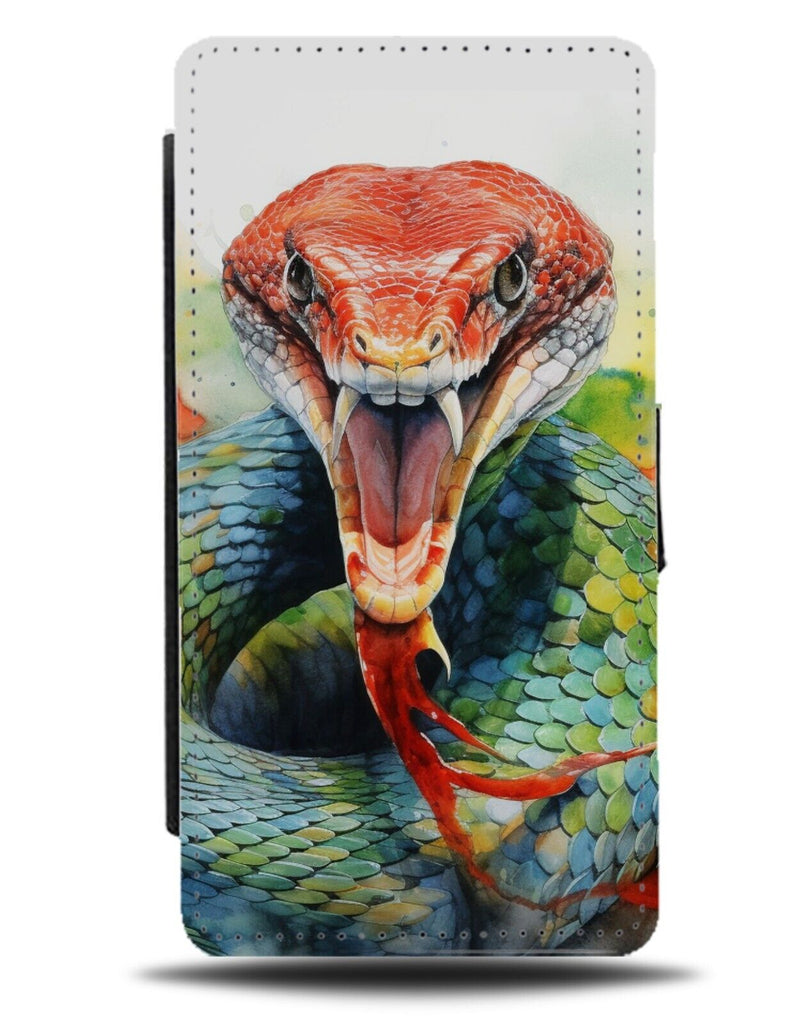 Red Snakes Fangs Flip Wallet Case Fang Teeth Art Print Reptiles Snakes Face CP65