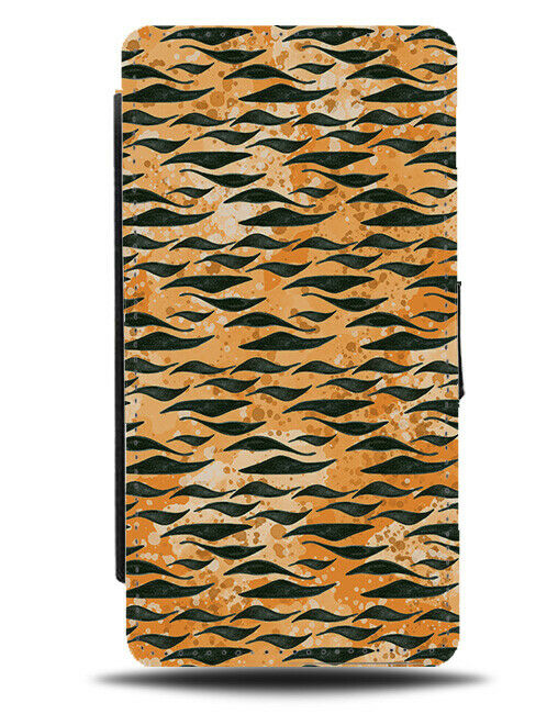 Orange and Black Safari Pattern Print Flip Wallet Case African Africa E716