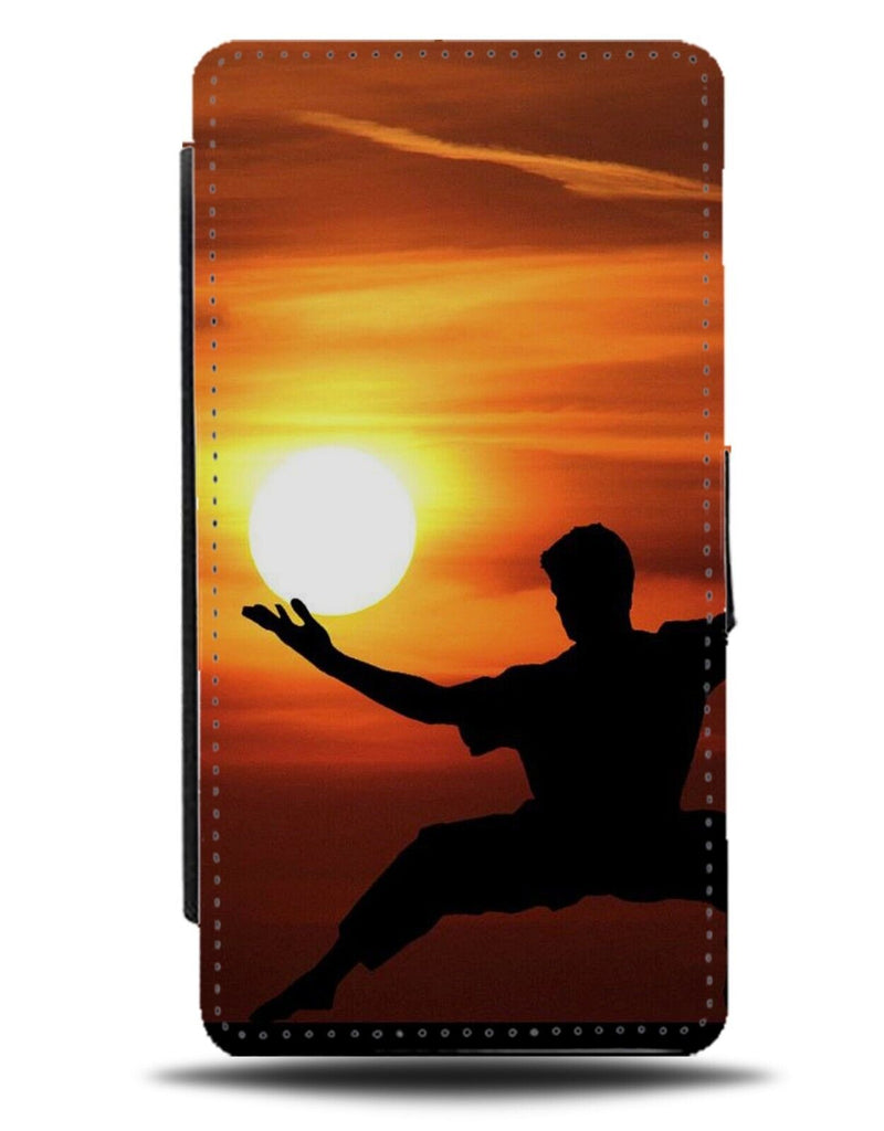 Japanese Thai Chi Flip Wallet Case Karate Exercise Sunset Sunrise Meditate AU41