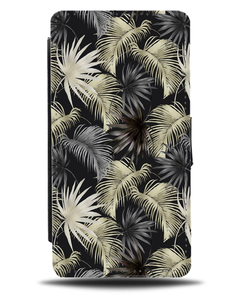 Dark Fearne Plant Leaves Flip Wallet Case Leaf Gold Golden Palm Tree Fern AC33