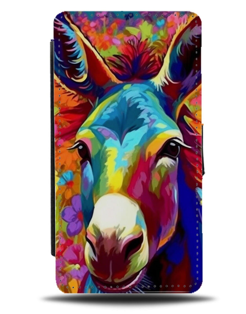 Colourful Pop Art Donkey Head Flip Wallet Case Face Donkeys Ass Floral Fun CZ72