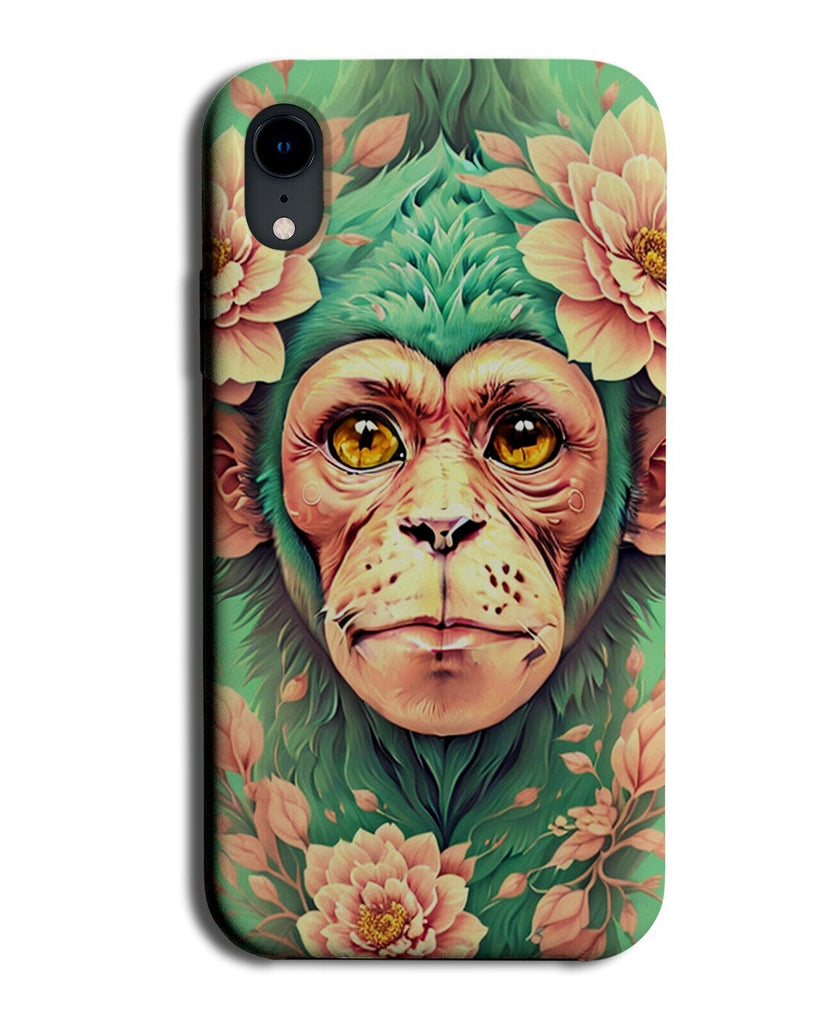 Green Floral Monkey Face With Pink Roses Phone Case Cover Flowers Monkeys CY47