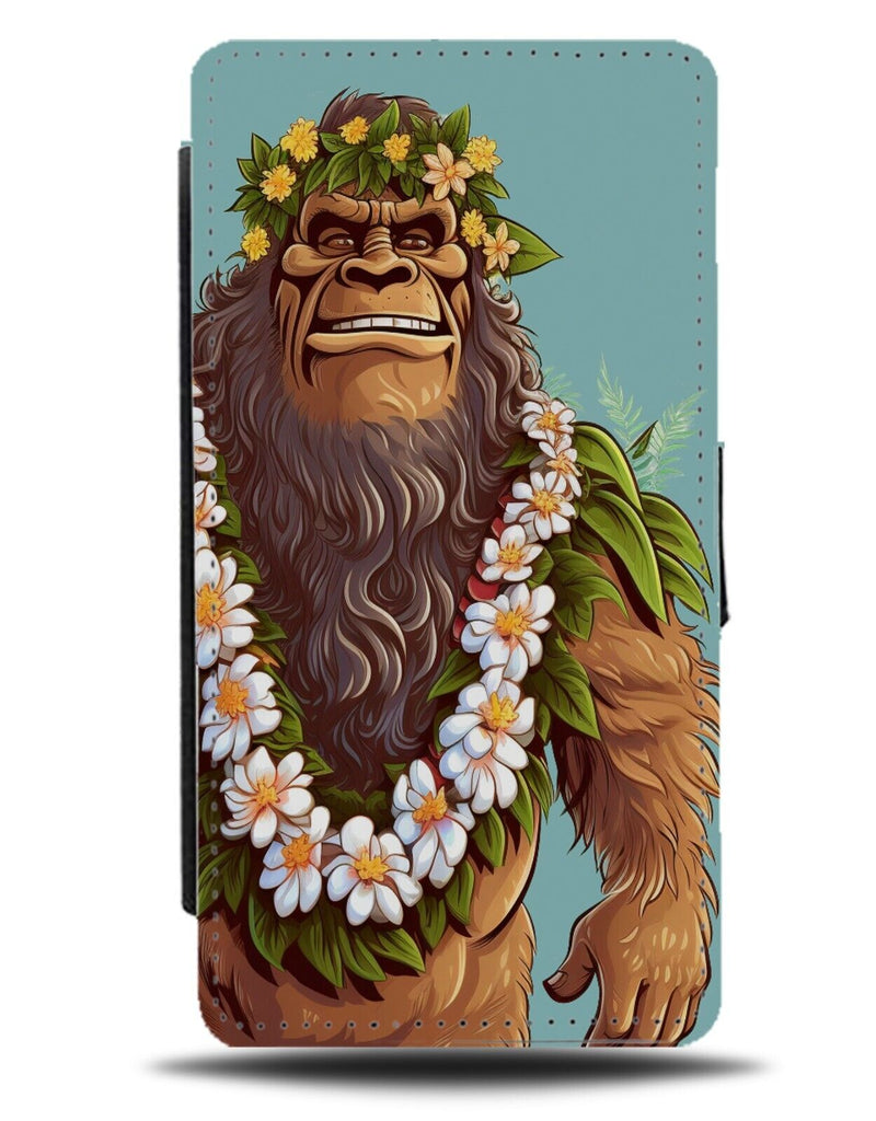 Funny Hawaiian Bigfoot Flip Wallet Case Big Foot Hawaii Holidays Lei Leis CZ14