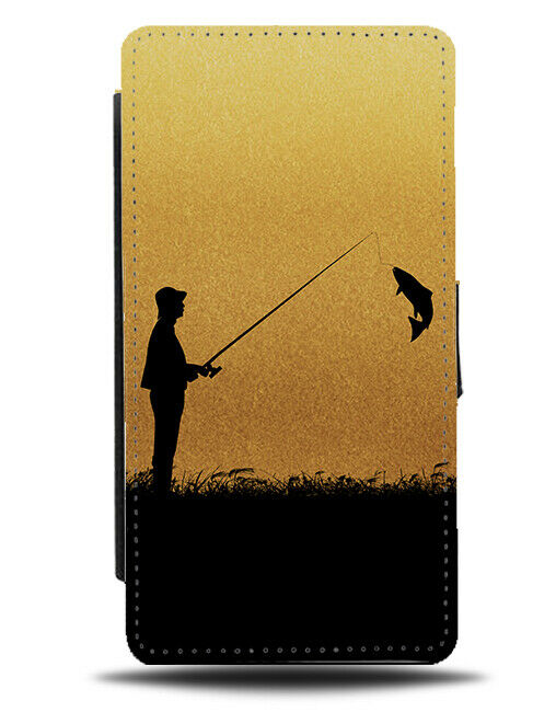 Fishing Flip Cover Wallet Phone Case Fisherman Fish Kit Gear Gold Golden i590