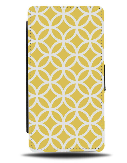 Yellow Geometric Shapes Flip Wallet Case Pattern Mosaic Shape Circles G483