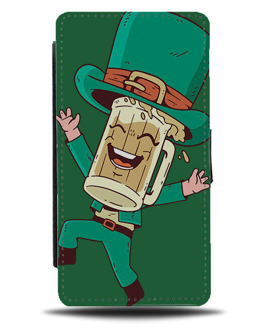 Drunk Leprechaun Pint Head Flip Wallet Case Hat Stein Glass Picture Irish J035