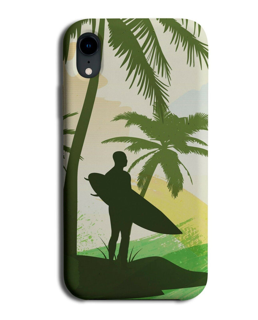 Stylish Surfer Dude Silhouette Outline Phone Case Cover Palm Trees Photo K318