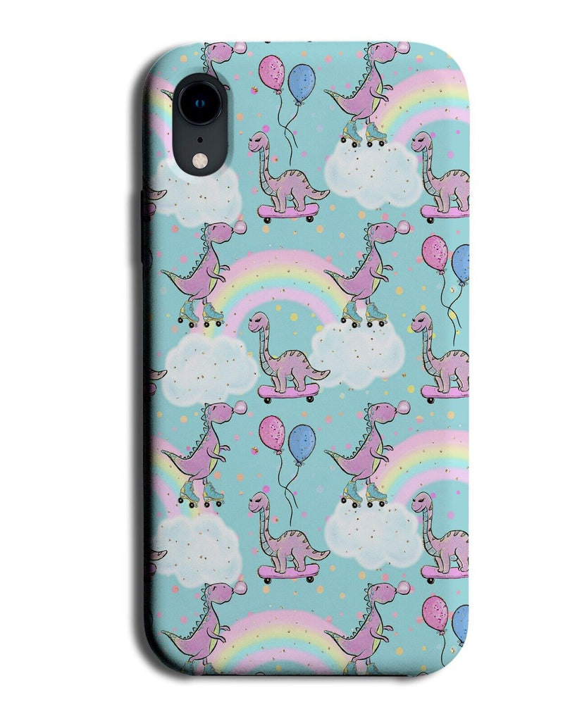 Dinosaur Party Phone Case Cover Rainbow Roller Skates Skateboard Rainbows AG95