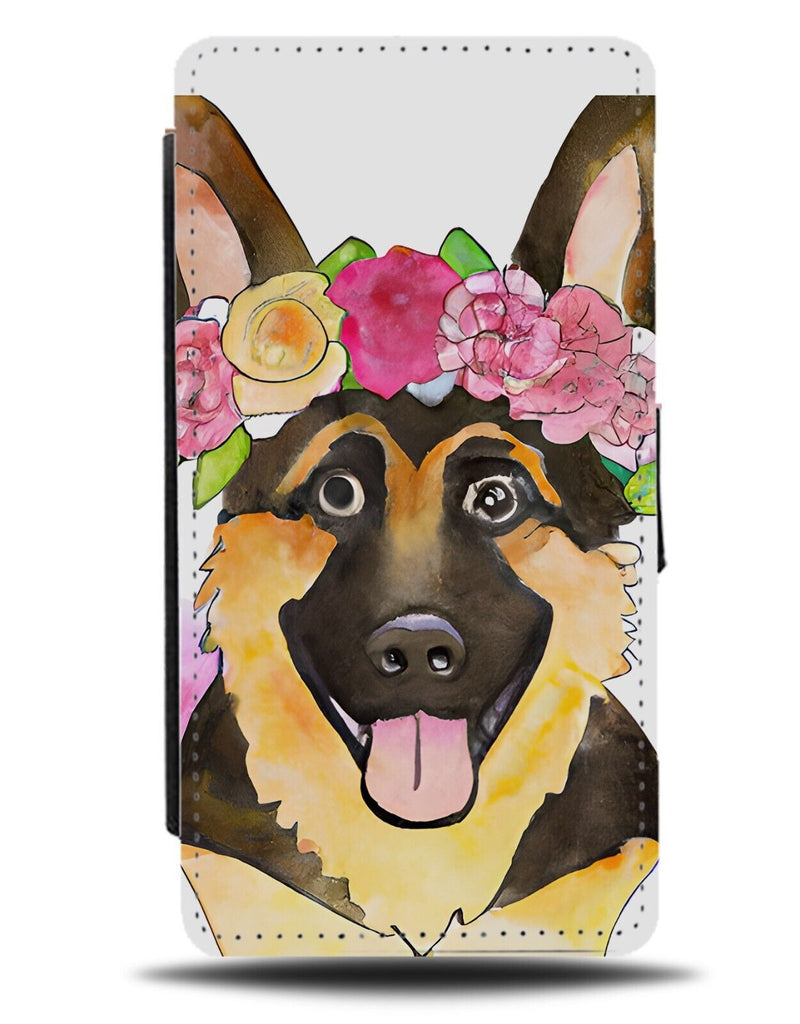 Simplistic German Shepherd In Flower Crown Flip Wallet Case Shepherds Dog BD71