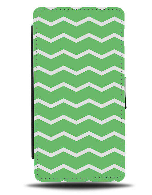 Green Zigzag Stripes Flip Wallet Case Striped Strip Zig Zag Pattern G527