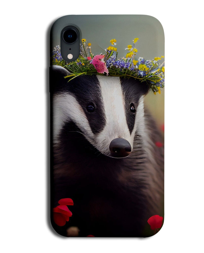 Badger In Flower Crown Phone Case Cover Floral Funny Novelty Badgers Bager CG23
