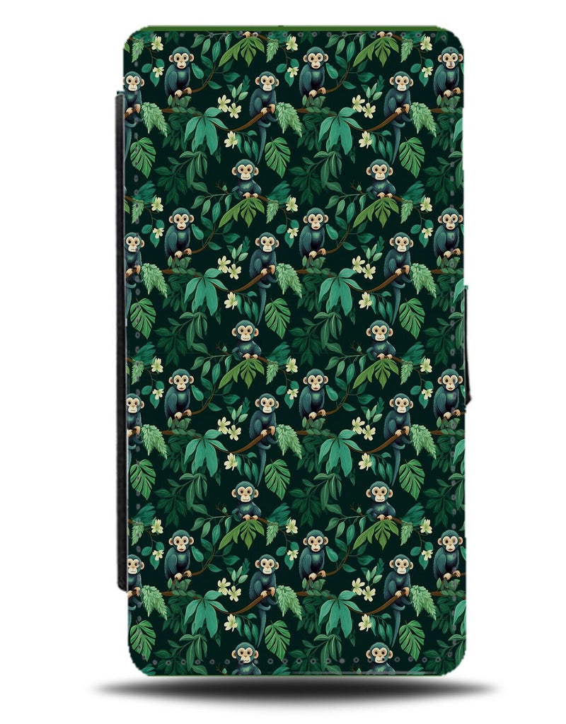 Monkey In The Trees Pattern Flip Wallet Case Monkeys Jungle Chimp Forest CG28