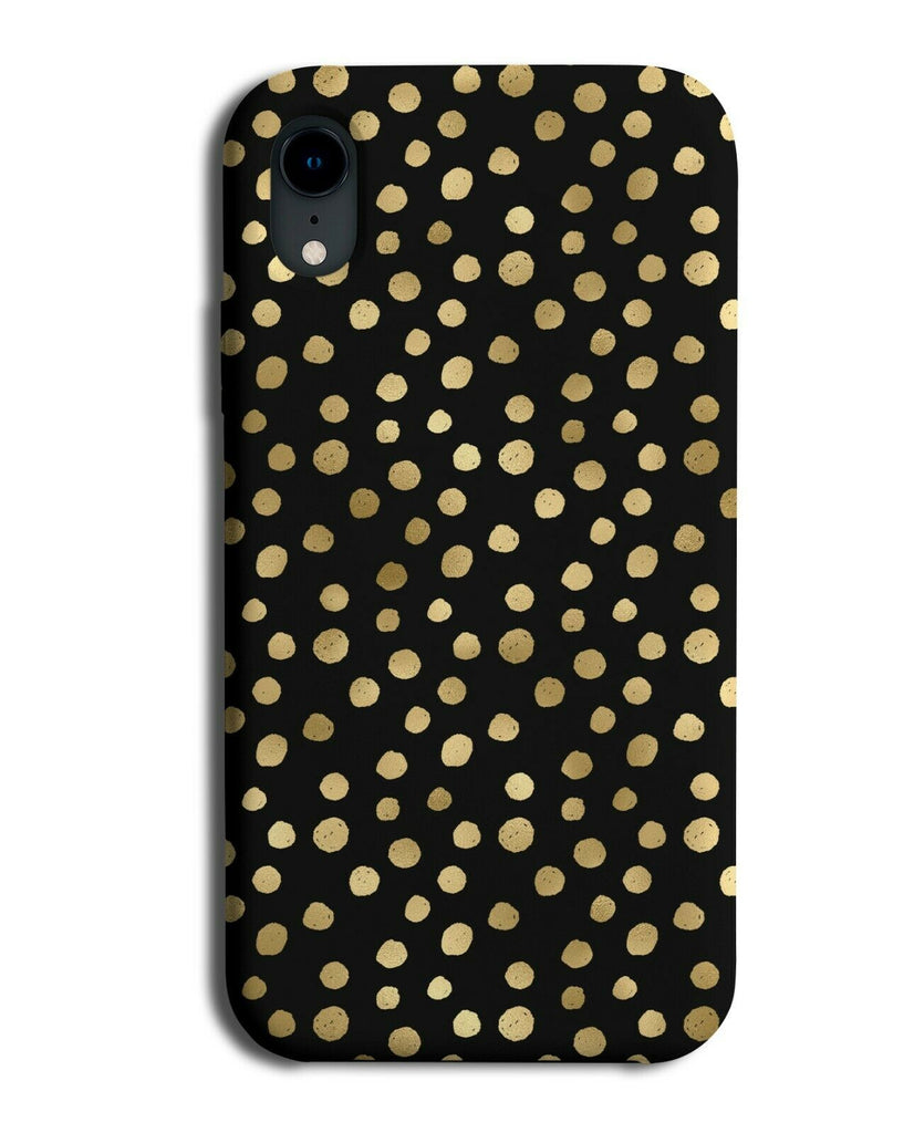 Black & Gold Spotted Phone Case Cover Spots Polka Dot Dotted Spotty Design F654