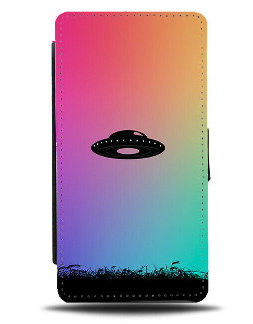 UFO Silhouette Flip Cover Wallet Phone Case UFOs Aliens Alien Multicolour I071