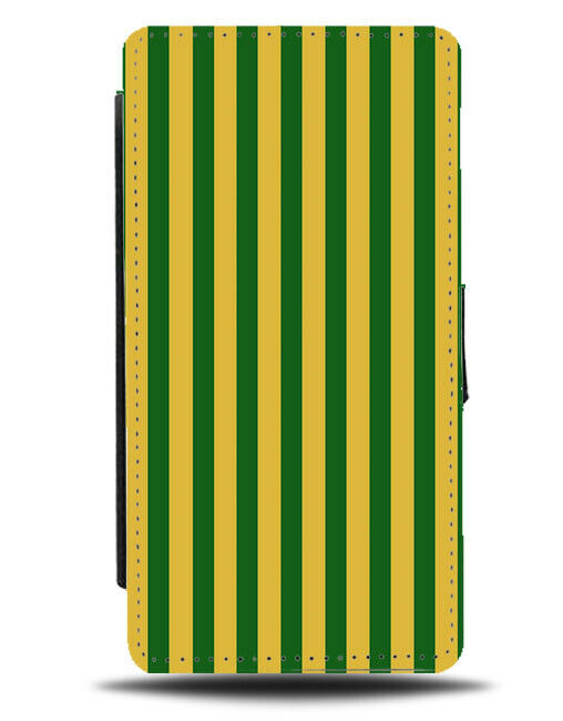 Yellow and Dark Green Striped Design Flip Wallet Case Stripes Pattern Lines G419