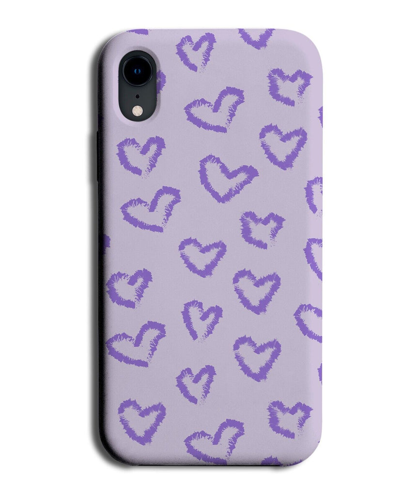 Lilac Purple Love Hearts Doodles Phone Case Cover Lavender Colour Pale CK58